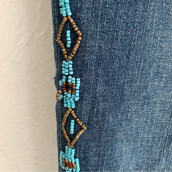 Lauren Ralph Lauren Vintage 90s Beaded Embossed Jeans Western Rodeo Aztec 18W - Picture 7 of 12